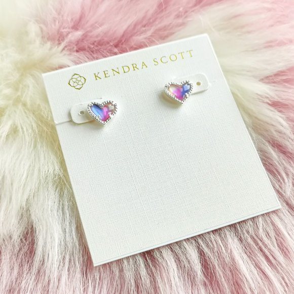 Silver Ari Heart Watercolor Illusion Stud Earrings - Picture 1 of 3